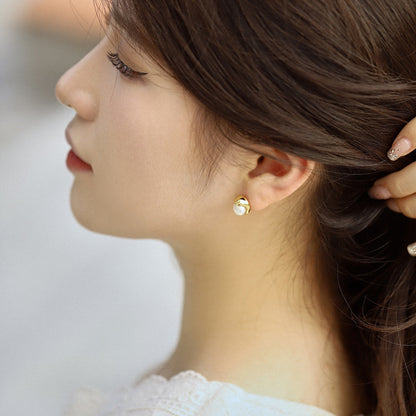[Max Jewelry ]Dainty Bread Pearl Earrings