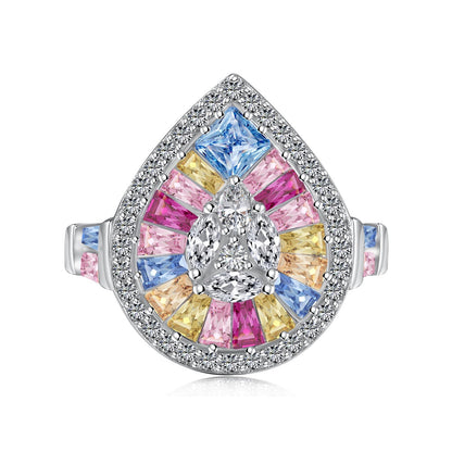 [Max Jewelry ]Elegant Colorful Water Drop Shape Banquet Ring