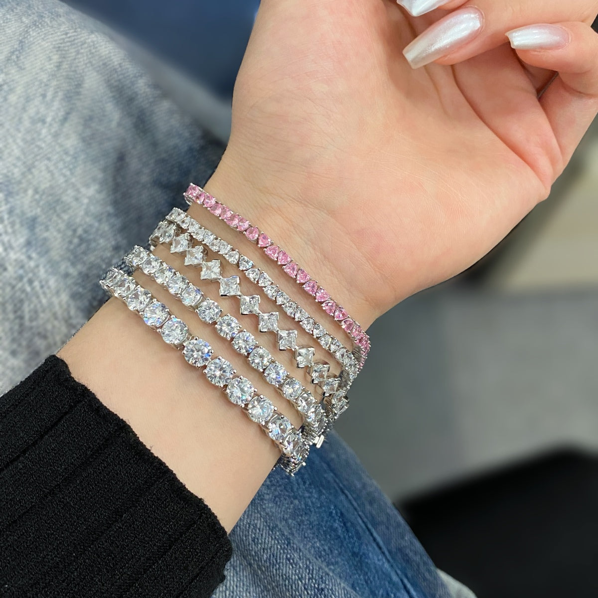 [Max Jewelry ]0.5 Carat Ornate Princess Cut Daily Bracelet