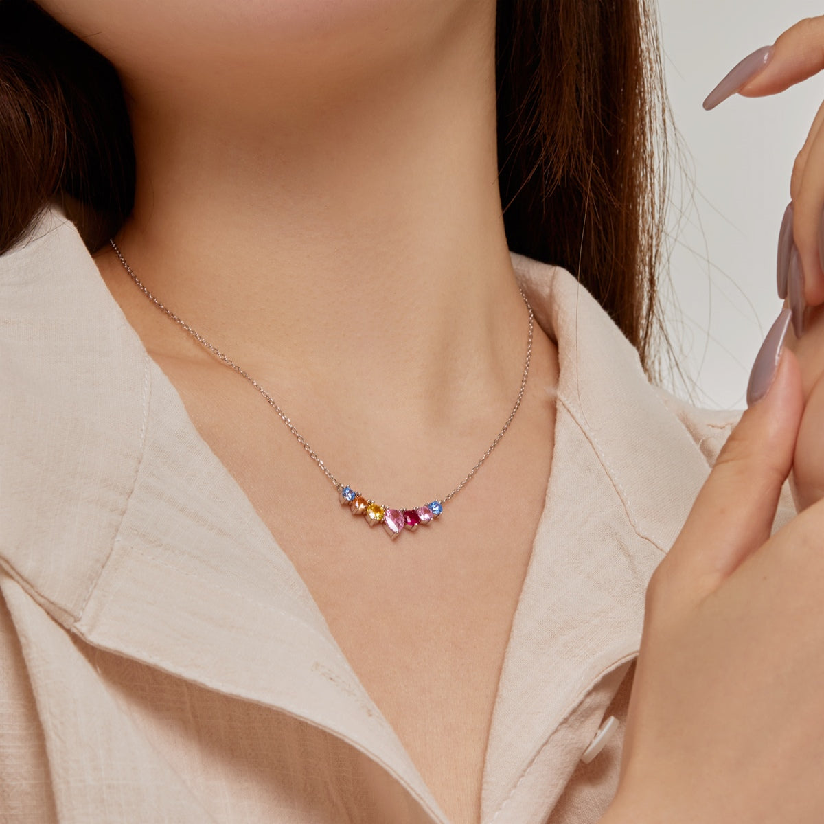 [Max Jewelry ]Dainty Colorful Heart Necklace