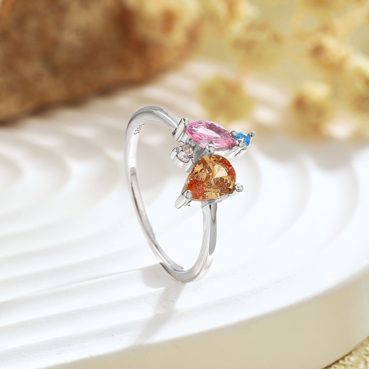[Max Jewelry ]Radiant Colorful Multi Cut Daily Ring
