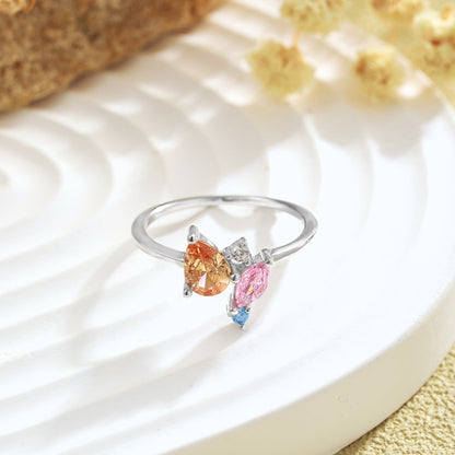 [Max Jewelry ]Radiant Colorful Multi Cut Daily Ring