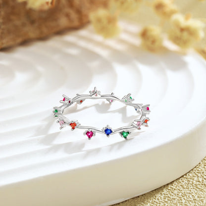 [Max Jewelry ]Radiant Colorful Round Cut Daily Ring