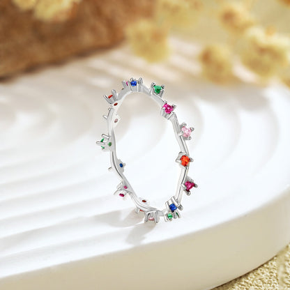 [Max Jewelry ]Radiant Colorful Round Cut Daily Ring