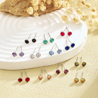 [Max Jewelry ]Sparkling Colorful Round Shape Earrings
