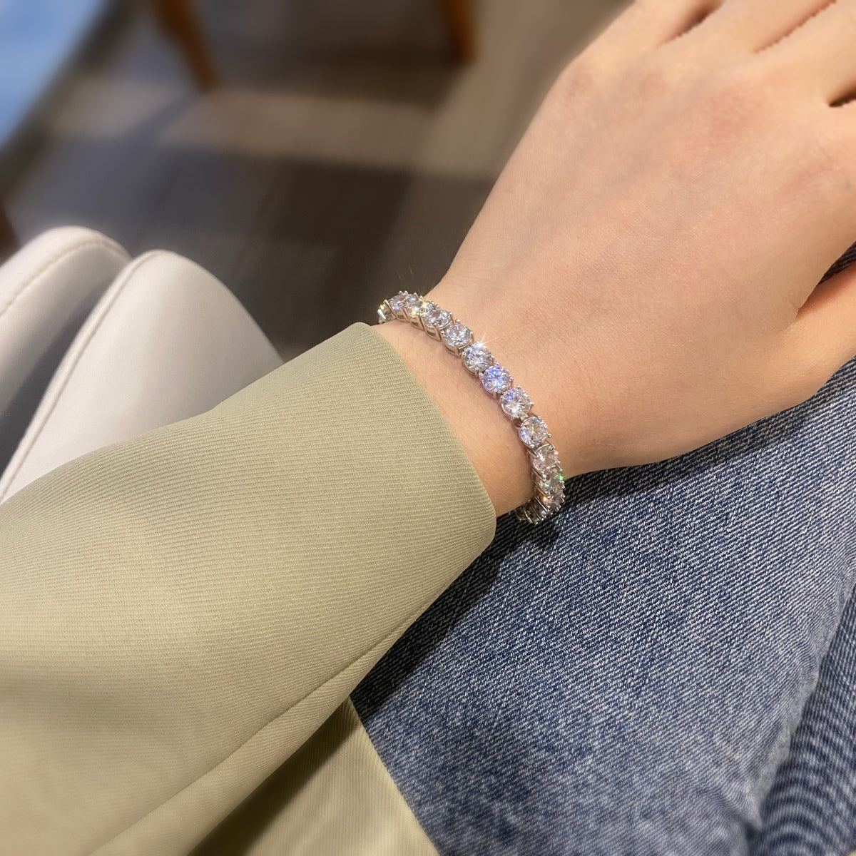 [Max Jewelry ]0.75 Carat Dazzling Round Cut Wedding Bracelet