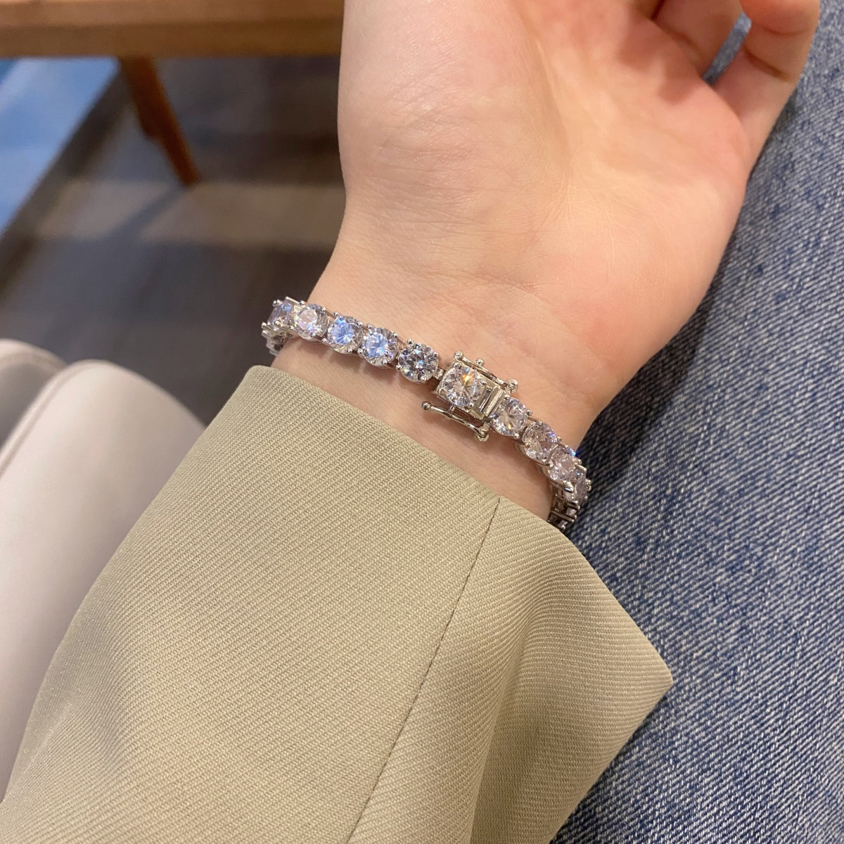 [Max Jewelry ]0.75 Carat Dazzling Round Cut Wedding Bracelet