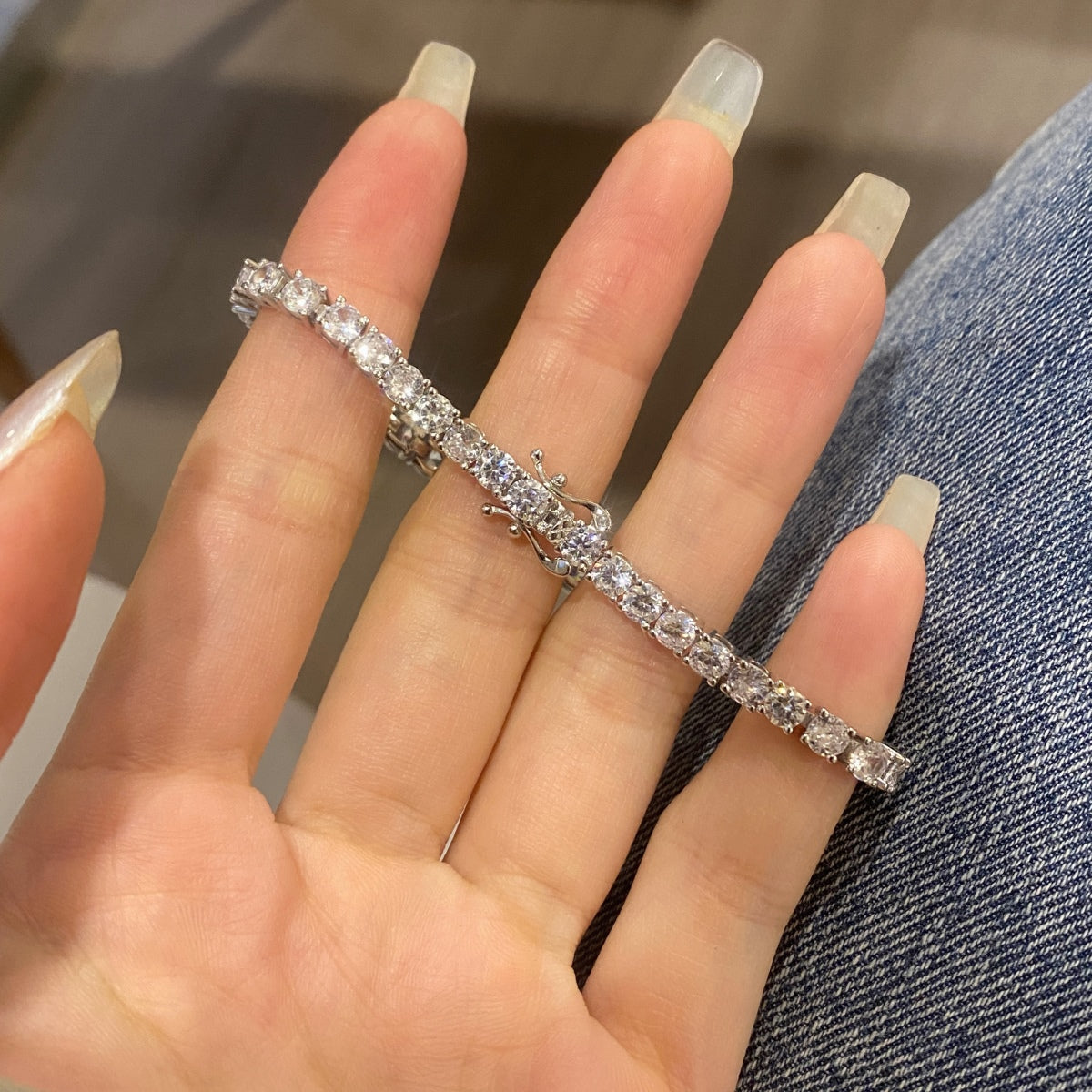 [Max Jewelry ]Luxurious Ornate Round Cut Tennis Bracelet