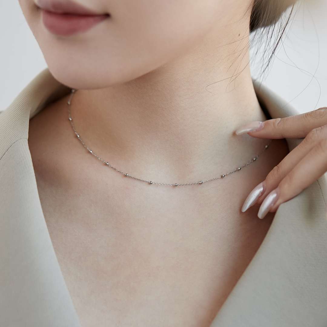 [Max Jewelry ]Small Bead Clavicle Chain Simple Necklace