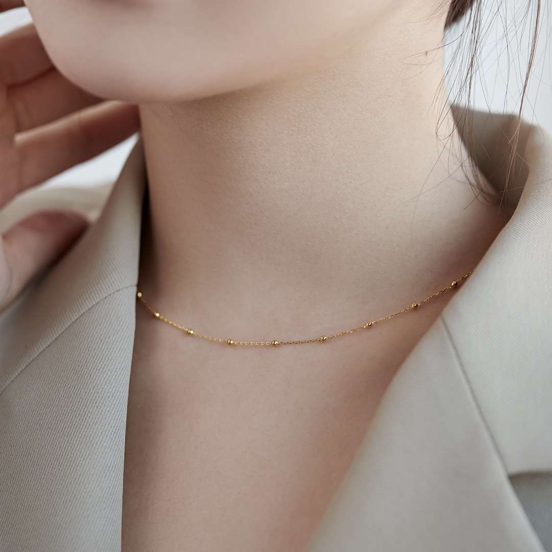 [Max Jewelry ]Small Bead Clavicle Chain Simple Necklace
