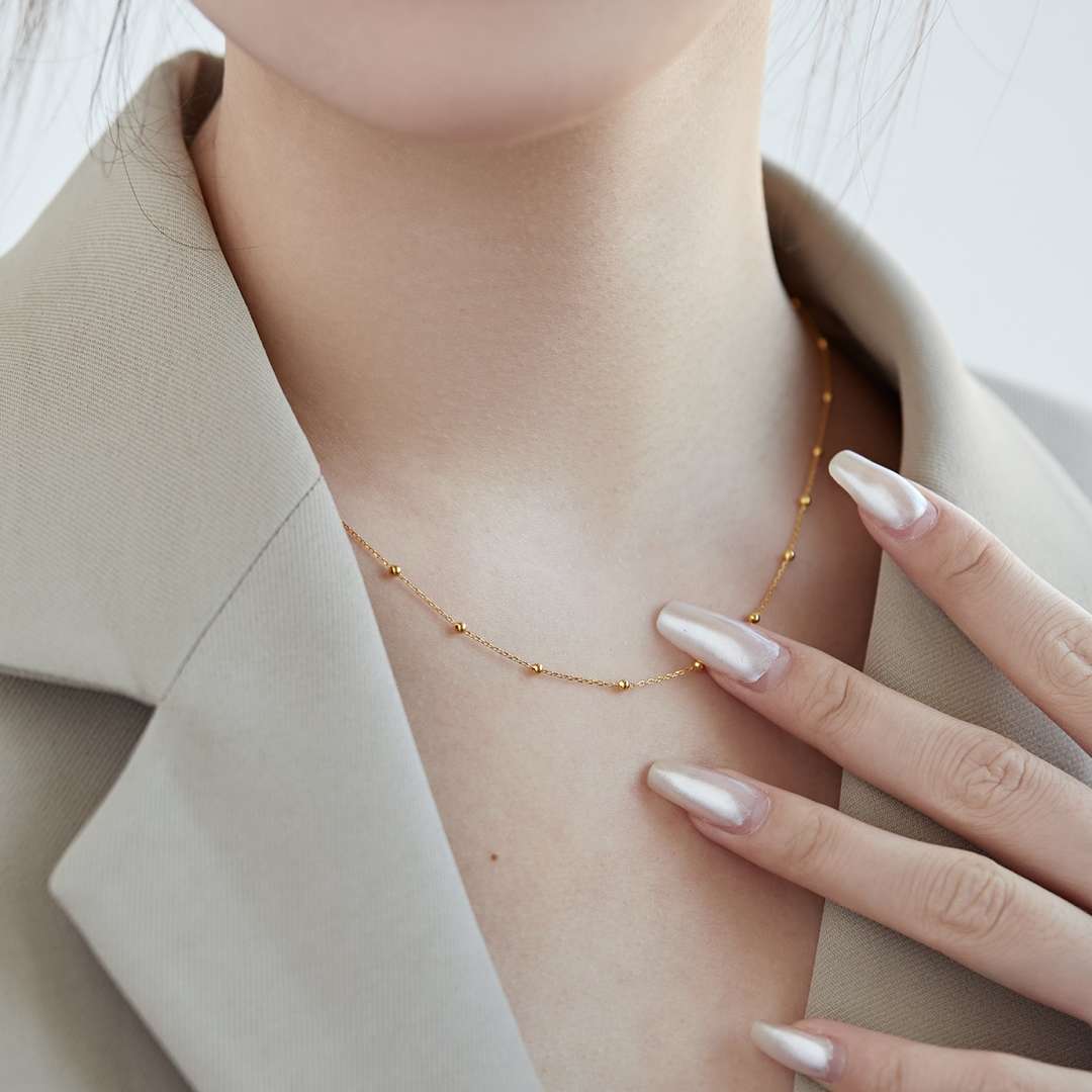 [Max Jewelry ]Small Bead Clavicle Chain Simple Necklace