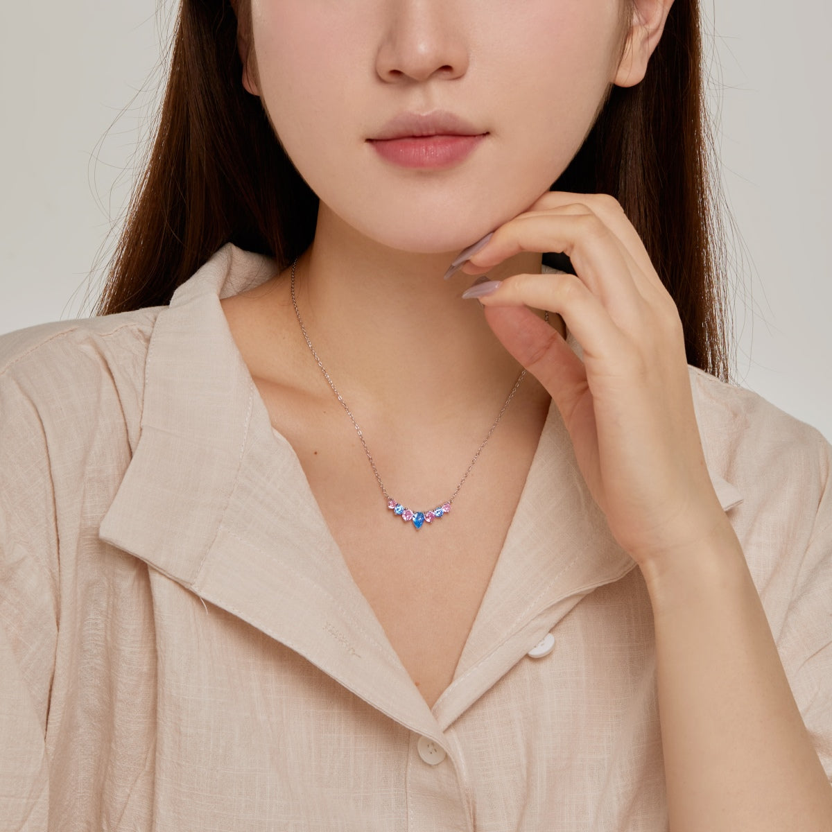 [Max Jewelry ]Dainty Colorful Heart Necklace