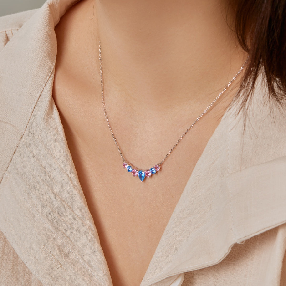 [Max Jewelry ]Dainty Colorful Heart Necklace