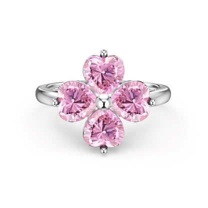 [Max Jewelry ]Heart-shaped Four-Leaf Clover Ball Ring