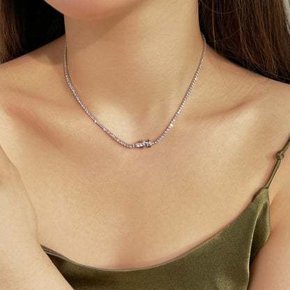 [Max Jewelry ]Delicate Round Shape Tennis Necklace