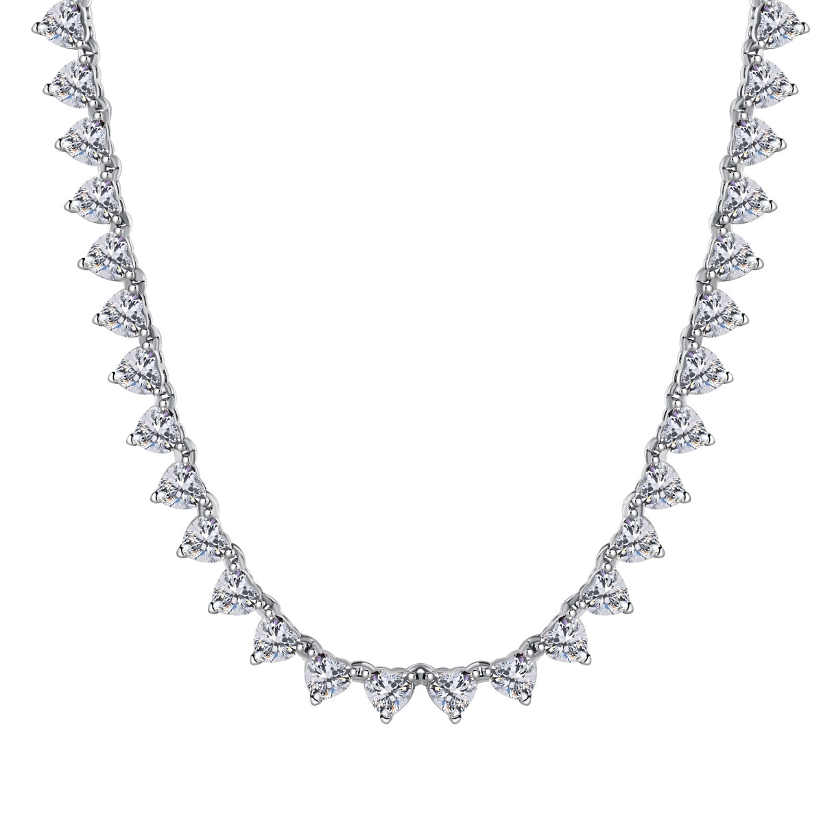 [Max Jewelry ]Ornate Heart Cut Tennis Necklace
