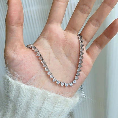 [Max Jewelry ]Ornate Heart Cut Tennis Necklace