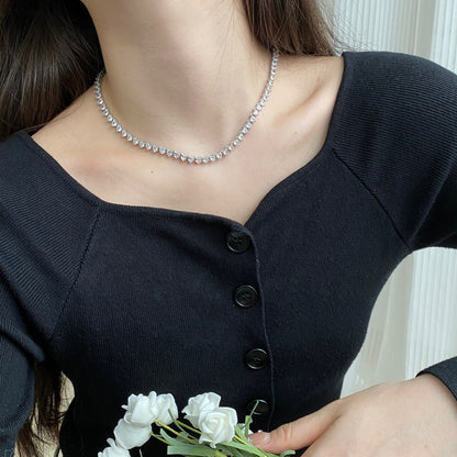 [Max Jewelry ]Ornate Heart Cut Tennis Necklace