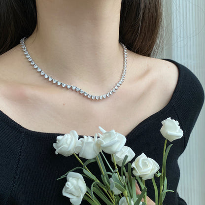 [Max Jewelry ]Ornate Heart Cut Tennis Necklace