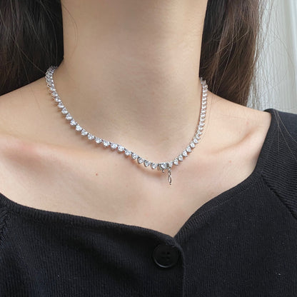 [Max Jewelry ]Ornate Heart Cut Tennis Necklace