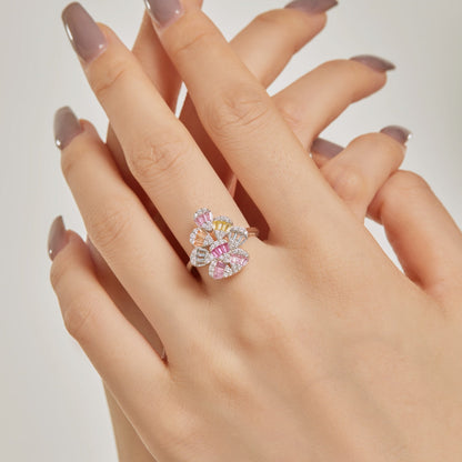 [Max Jewelry ]Sparkling Colorful Water Drop Shape Daily Ring