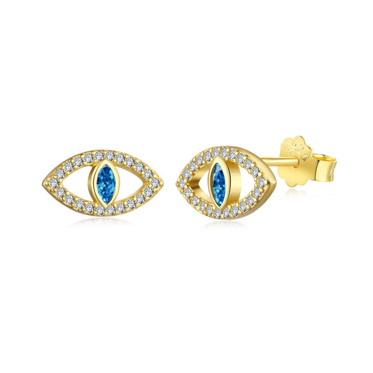 [Max Jewelry ]Blue Devil Eyes Hollow Stud Earrings