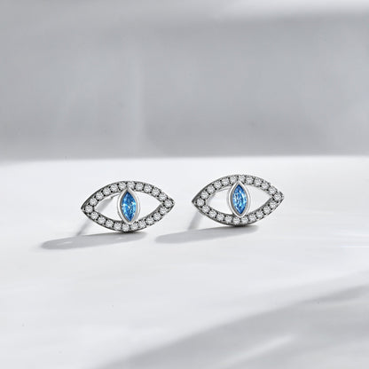 [Max Jewelry ]Blue Devil Eyes Hollow Stud Earrings
