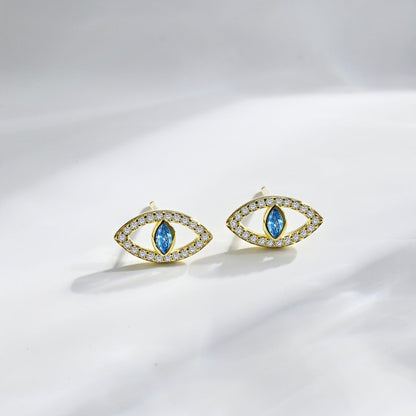 [Max Jewelry ]Blue Devil Eyes Hollow Stud Earrings