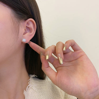 [Max Jewelry ]Classic Round Center Stone Stud Earrings