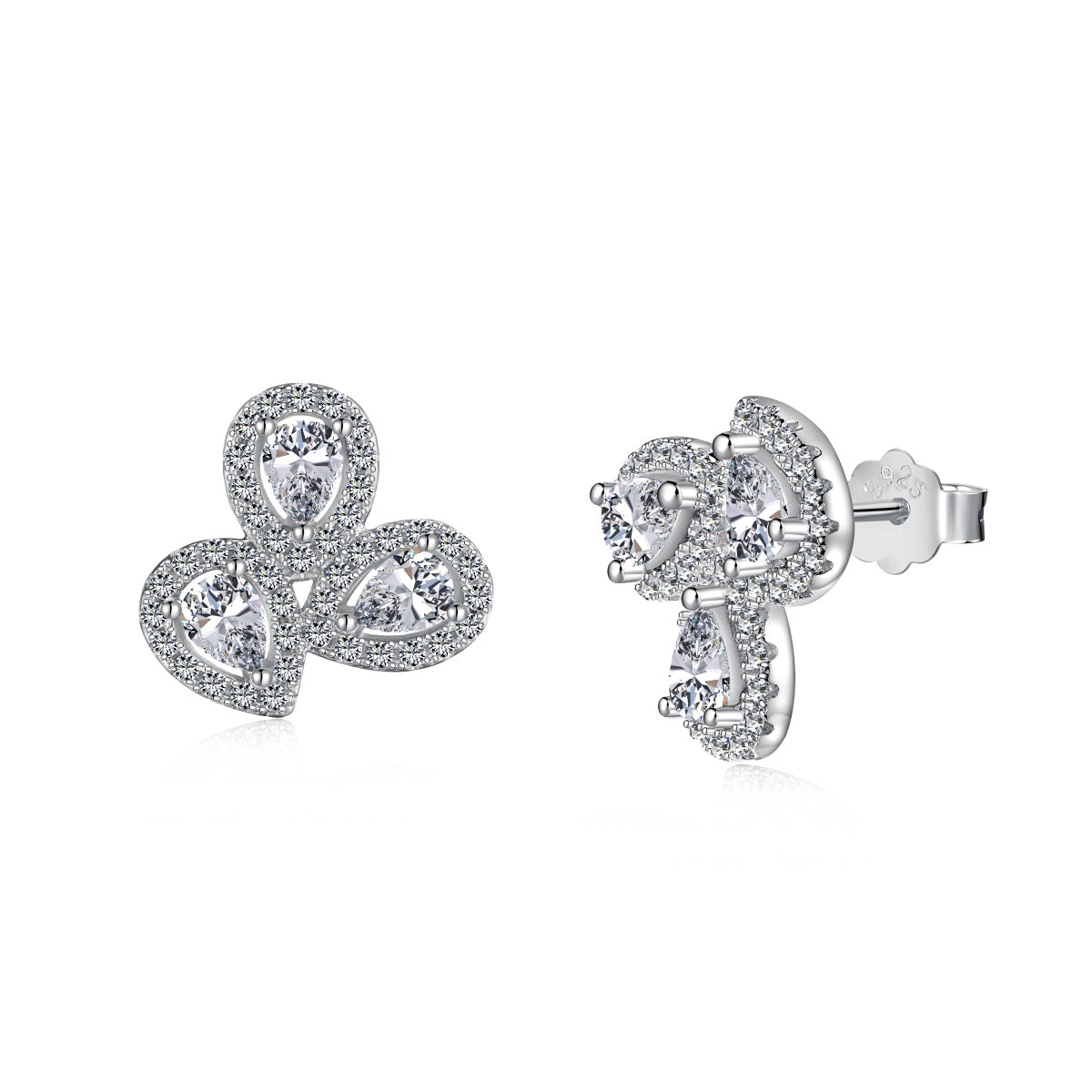 [Max Jewelry ]Ornate Flower Shape Pear Cut Lover Earrings