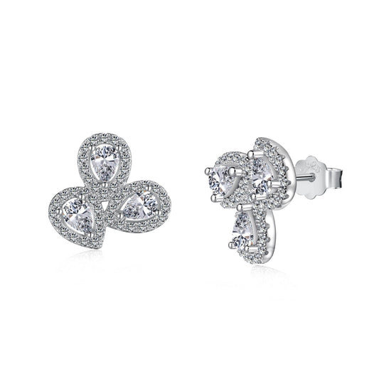 [Max Jewelry ]Ornate Flower Shape Pear Cut Lover Earrings