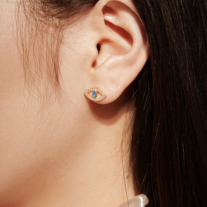 [Max Jewelry ]Blue Devil Eyes Hollow Stud Earrings