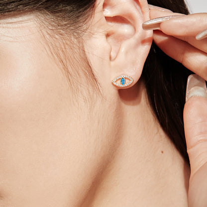 [Max Jewelry ]Blue Devil Eyes Hollow Stud Earrings