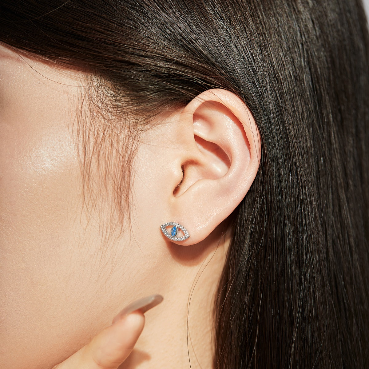 [Max Jewelry ]Blue Devil Eyes Hollow Stud Earrings