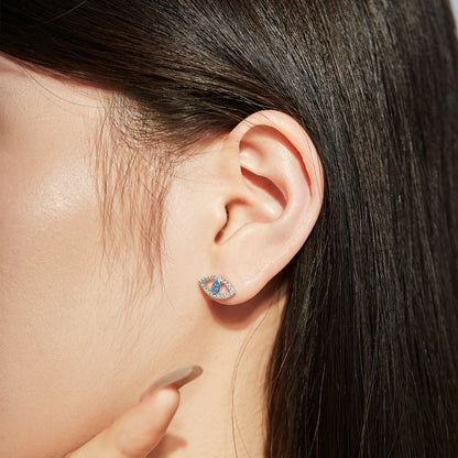 [Max Jewelry ]Blue Devil Eyes Hollow Stud Earrings