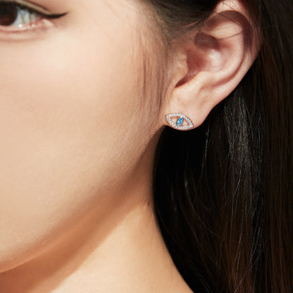 [Max Jewelry ]Blue Devil Eyes Hollow Stud Earrings