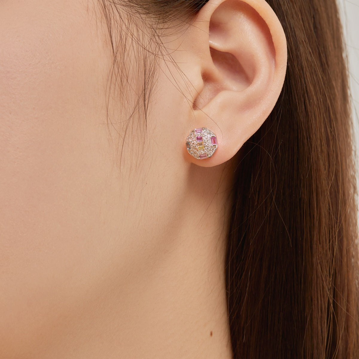 [Max Jewelry ]Ornate Colorful Octagon Shape Daily Earrings