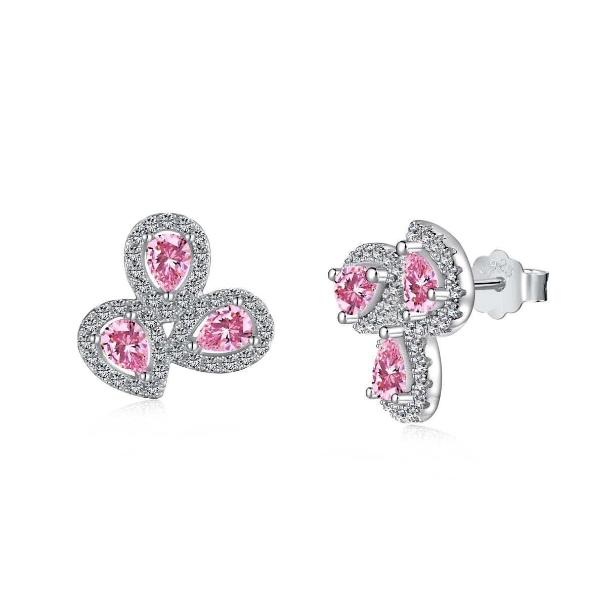 [Max Jewelry ]Ornate Flower Shape Pear Cut Lover Earrings