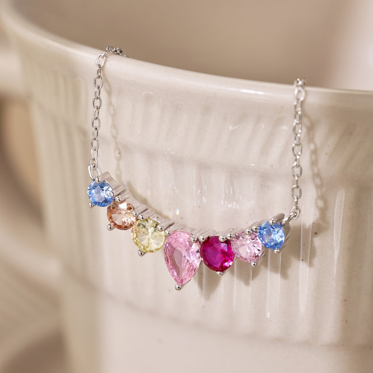 [Max Jewelry ]Dainty Colorful Heart Necklace