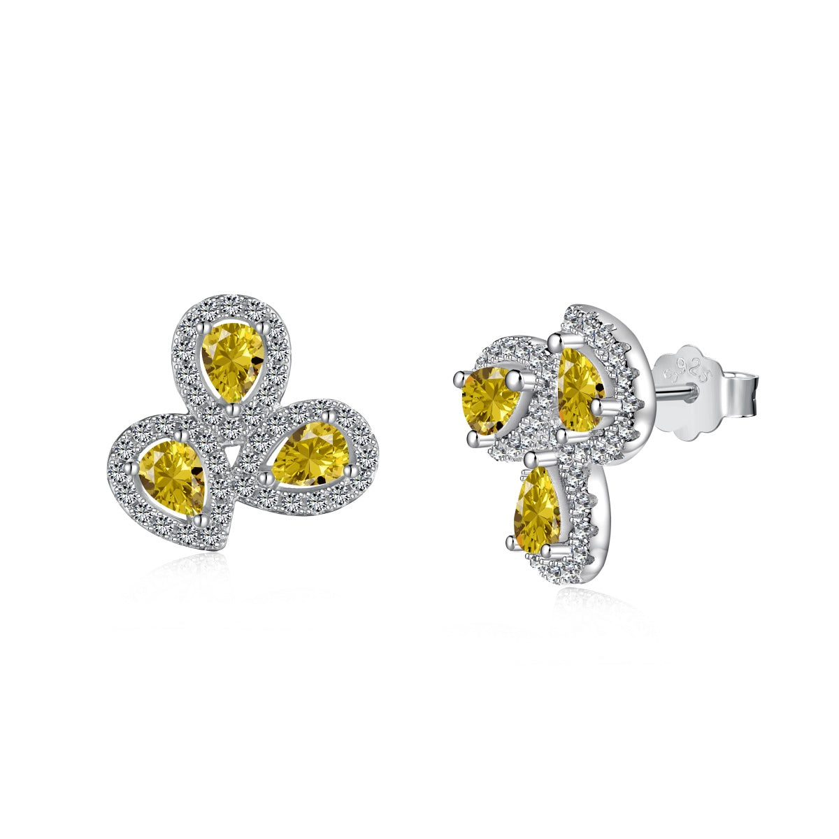 [Max Jewelry ]Ornate Flower Shape Pear Cut Lover Earrings
