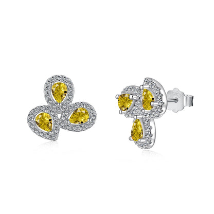 [Max Jewelry ]Ornate Flower Shape Pear Cut Lover Earrings