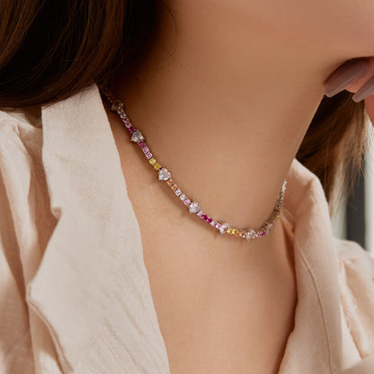 [Max Jewelry ]Delicate Colorful Rainbow Tennis Chain