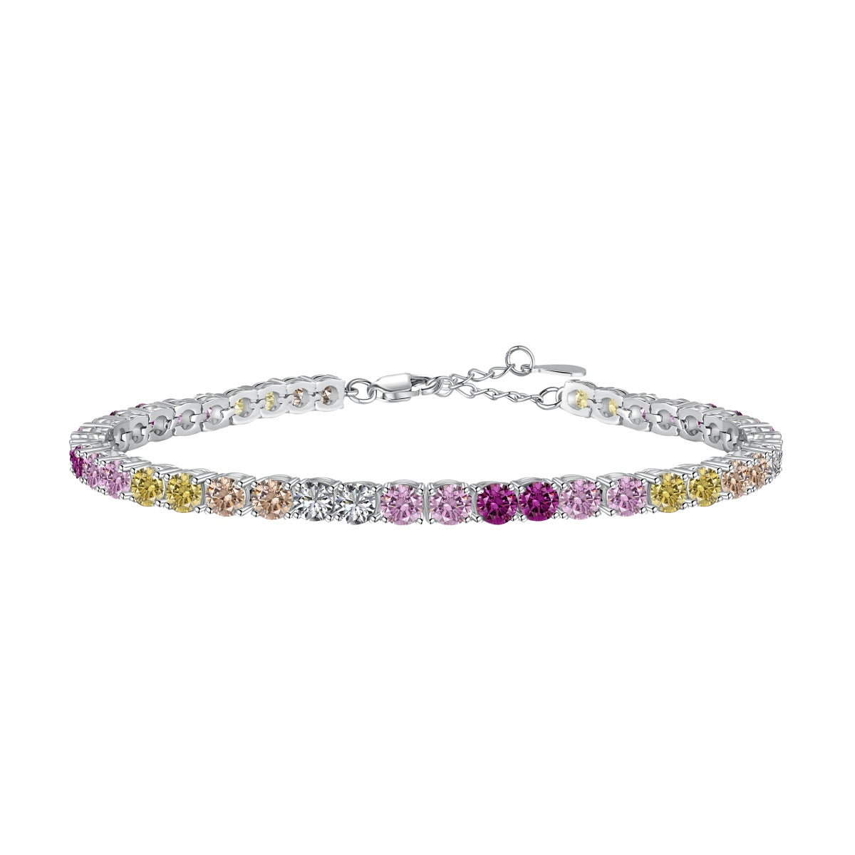 [Max Jewelry ]Radiant Colorful Round Cut Tennis Bracelet