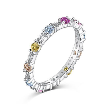 [Max Jewelry ]Sparkling Colorful Round Cut Tennis Ring