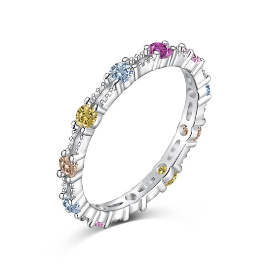 [Max Jewelry ]Sparkling Colorful Round Cut Tennis Ring