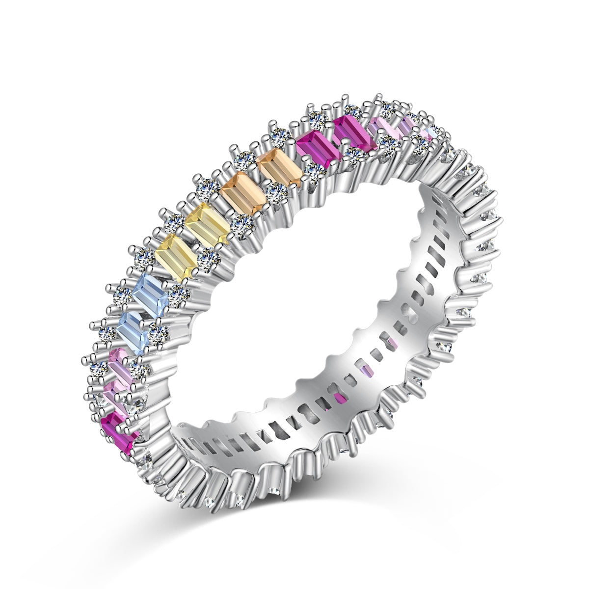[Max Jewelry ]Splashy Ornate Emerald Cut Cocktail Ring