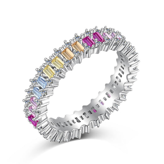 [Max Jewelry ]Splashy Ornate Emerald Cut Cocktail Ring