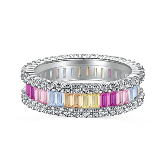 [Max Jewelry ]Dainty Kaleidoscopic Emerald Cut Daily Ring