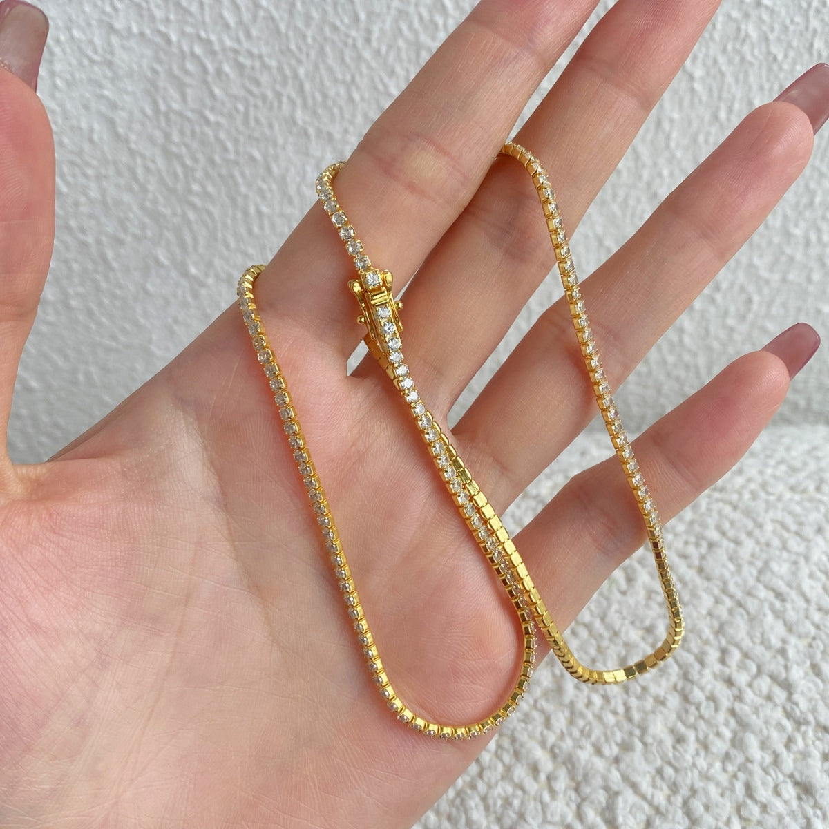 [Max Jewelry ]Delicate Round Shape Tennis Necklace