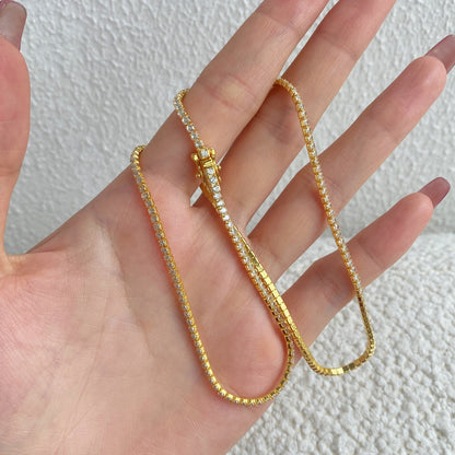 [Max Jewelry ]Delicate Round Shape Tennis Necklace
